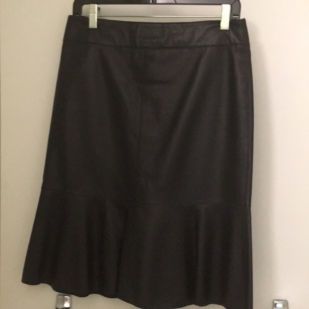 Leather Black Skirt with Ruffle bottom